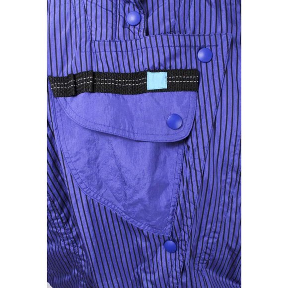 Vintage PROFILE Purple/Blue & Black Striped Retro Puffer Ski Snow Jacket - Picture 5 of 7